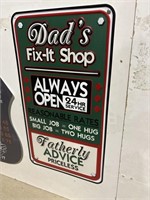 Dad’s Fix-It Shop Metal Sign