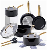 Black and Gold Pots and Pans Set Nonstick - 15PC