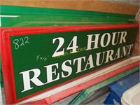 24 hr Restaurant 3x10 sign face