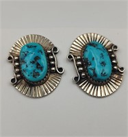 Very Nice Sterling & Turquoise Navajo Earrings