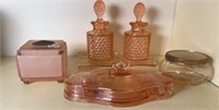 PINK DEPRESSION INKWELL, DECANTER BOTTLES &