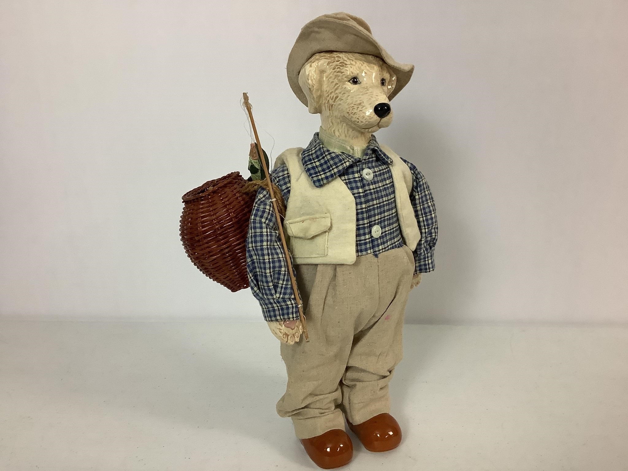 "GOING FISHING" DOG - 17 1/2" TALL