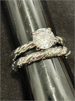 Stunning Round Brilliant Diamond Ring Set, Sz 7