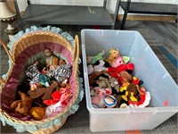 Lot of Beanie Babies & Baby Basket