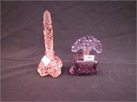 Two colored cut crystal perfume bottles, both