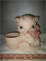 Hull Pottery #61 Mid Century Pink Cat Planter