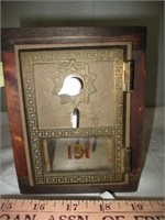 Vintage Brass Post Office Box Door Wood Bank