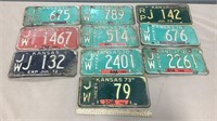 10 Kansas License Plates 1970,71,72,73