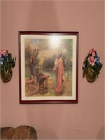 Picture and 2 wall sconces