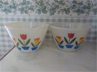 2 Fireking Tulip bowls