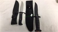 Two hunting knives, one is a marine knife with