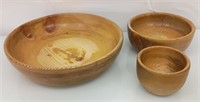 3 pc wooden bowls