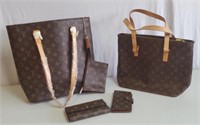 Louis Vuitton Leather Tote Shopping Bags Wallets