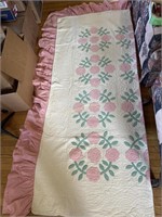 Handmade Quilt w/ruffle and Matching Curtains