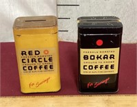 2 Vintage Coffee Advertising Tin Coin Banks