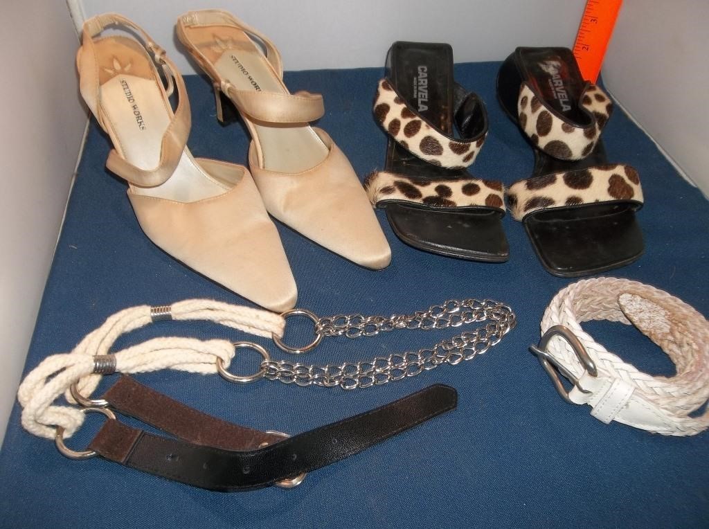 Retro Cow Hide Fur Sandals- Spain, Belt, Pumps+