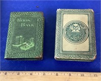 2 Vintage Green Bank Coin Books