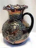 Dugan "Floral/Grape" Amethyst Art Glass Pitcher