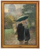 Lg. Van Hollebeke Oil On Canvas Rainy Day