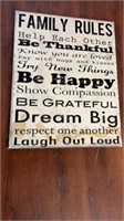 Wooden Family Rules Sign 15in x 19in