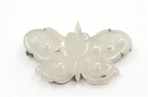 WHITE JADE BUTTERFLY BROOCH