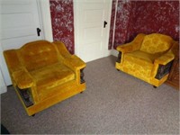 2 Gold 1960's Arm Chairs