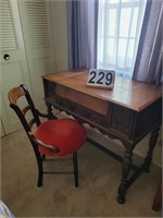 Ornate Writing Desk With Stool