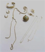 Gold Tone Necklaces, Brooches, Bangle, Bracelet