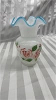 Fenton Glass Teleflora Swirl Art Glass Vase Aqua