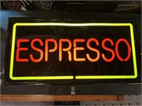 Espresso light-up sign 30 x 15 inches.