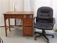 WOODEN DESK AND DESK CHAIR