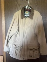 CABELA'S LARGE TALL COAT, ZIPPER & SNAP CLOSURE