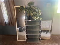 2) SMALL MIRRORS, SHOE SHELF, LONG MIRROR