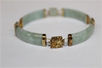 14k yellow good Jade Bracelet with 4 sections