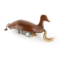 John Hillard Carved Duck Decoy w/ Car Handle Weigh