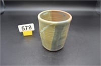 handmade pottery cup signed by artist