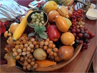 Wooden Fruit Bowl & Decorative Fruits