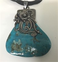 Turquoise pendant 925 stamped setting