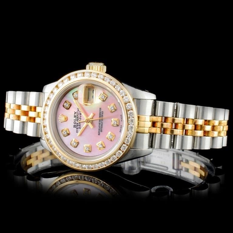 Diamond Ladies Rolex DateJust YG/SS Watch