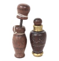 Rare Set of Betel or Lime Grinder with Bottle, Cop