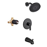 Tohlar Black Shower Faucet Set with Valve  6-Inch