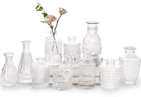 Glass Bud Vase Set of 10 - Small Vases for Flowers