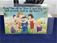 20th century comedic funny postcard Posted