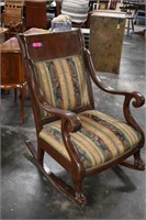 Heavy Wood Frame Upholstered Rocking Chair