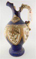 Antique blue and gold handled urn