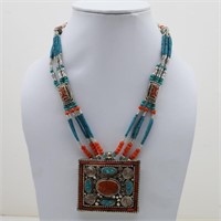 Tibet Natural Stone Tribal Queen Royal Necklace