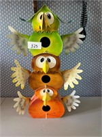 3 STORY METAL OWL BIRDHOUSE 19" TALL