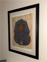 Painted Artwork on Egyptian Papyrus, Framed