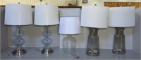(5) GLASS ELECTRICAL TABLE LAMPS