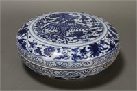 Large Chinese Blue and White Box and Cover,